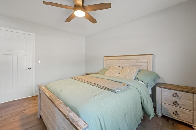 63 Grandview Dr, Newport, ME 04953 - bedroom with ceiling fan and wood finished floors