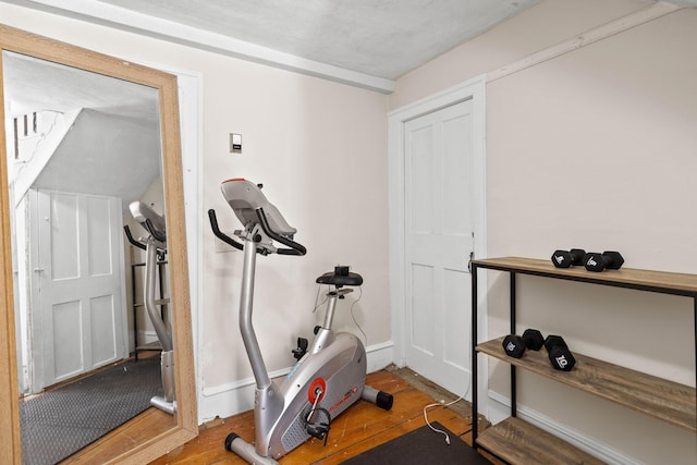 30 Joy Valley Rd, Buxton, ME 04093 - exercise room featuring wood finished floors and baseboards