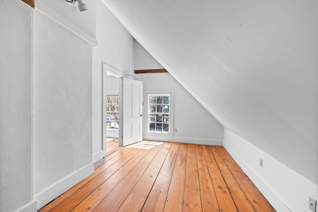 30 Joy Valley Rd, Buxton, ME 04093 - bonus room featuring vaulted ceiling, hardwood / wood-style flooring, and baseboards
