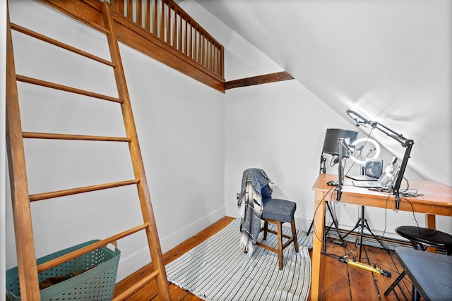 30 Joy Valley Rd, Buxton, ME 04093 - office space with wood finished floors, baseboards, and lofted ceiling