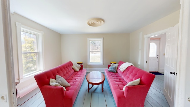 living area featuring hardwood / wood-style flooring