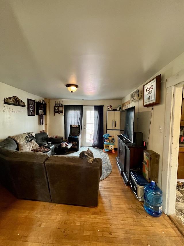 living area featuring light wood finished floors