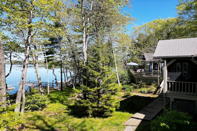 29 Good Day Dr, South Bristol, ME 04568 - view of yard featuring a deck with water view