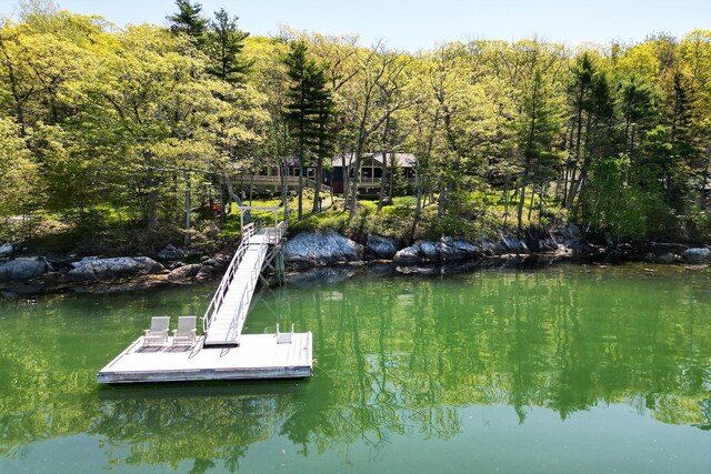29 Good Day Dr, South Bristol, ME 04568 - dock area with a wooded view and a water view