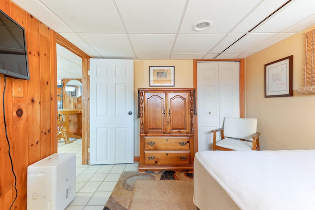 11 Elm Dr, York, ME 03909 - bedroom with a closet, light tile patterned floors, and a drop ceiling