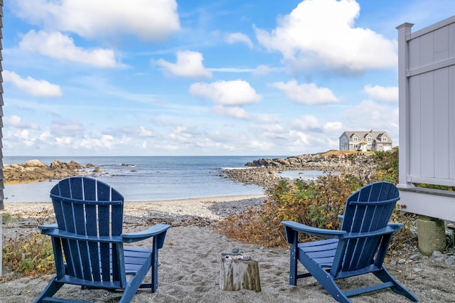 view of water feature featuring a beach view