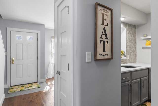 entryway featuring wood finished floors