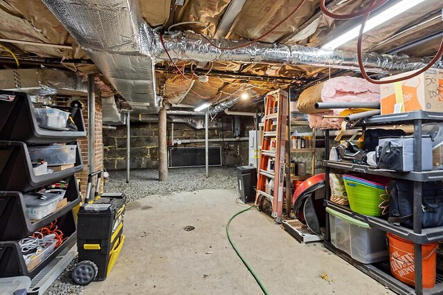 view of unfinished basement
