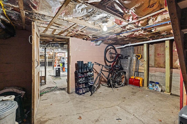 view of unfinished basement