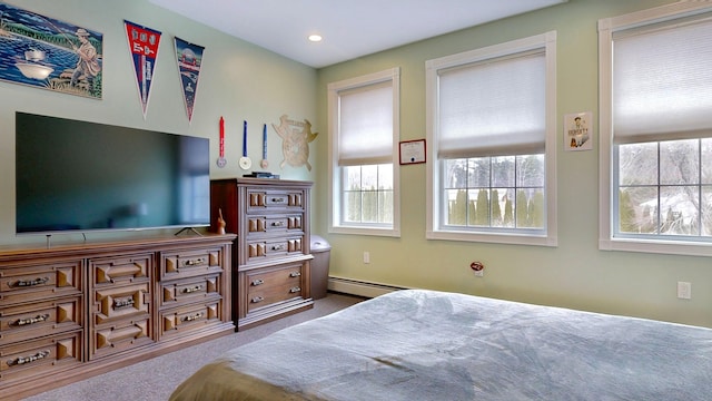 16 Ocean Greens Dr, Saco, ME 04072 - carpeted bedroom featuring a baseboard radiator and recessed lighting