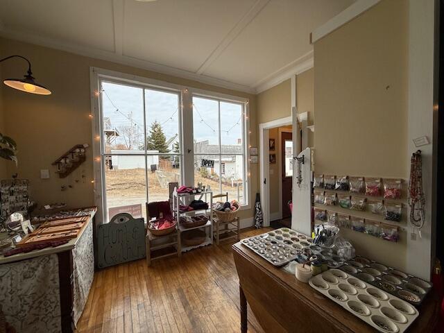 6 School St, Lubec, ME 04652 - interior space featuring crown molding and light wood-style floors