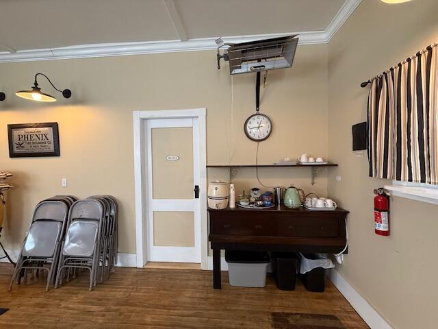6 School St, Lubec, ME 04652 - interior space with crown molding, wood finished floors, and baseboards