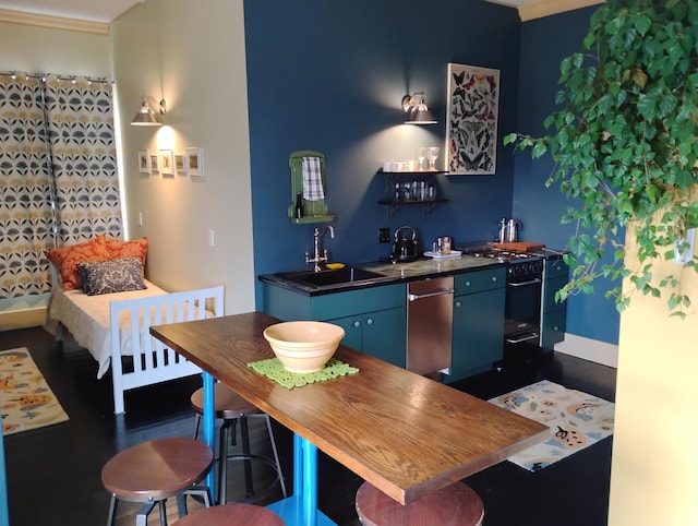 6 School St, Lubec, ME 04652 - bar with wet bar, range with gas cooktop, stainless steel dishwasher, and a sink