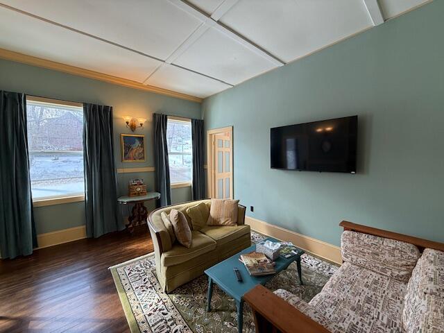 6 School St, Lubec, ME 04652 - living area featuring baseboards and wood finished floors