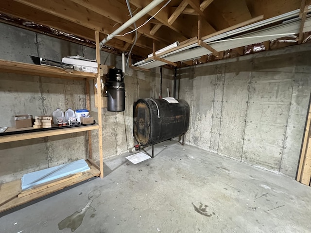 unfinished basement with heating fuel