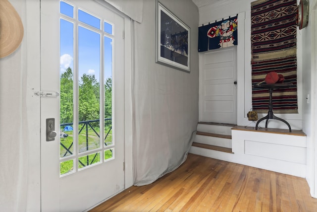 696 Bangor Rd, Troy, ME 04987 - doorway with hardwood / wood-style floors