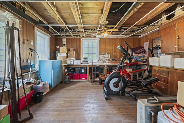 696 Bangor Rd, Troy, ME 04987 - basement with wooden walls and wood finished floors