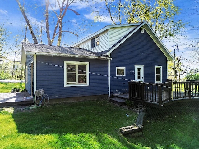 16 Libby Hill Rd, Gardiner, ME 04345 - back of house with a deck and a lawn
