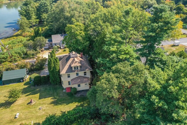493 Main St, Eliot, ME 03903 - aerial view of property and surrounding area featuring a large body of water and a forest