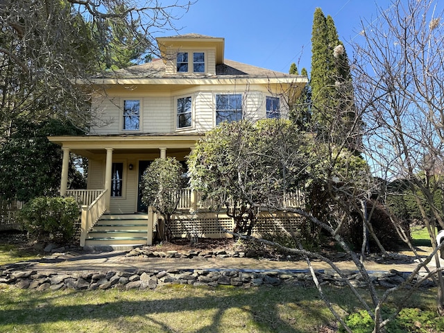 493 Main St, Eliot, ME 03903 - american foursquare style home with covered porch and stairs