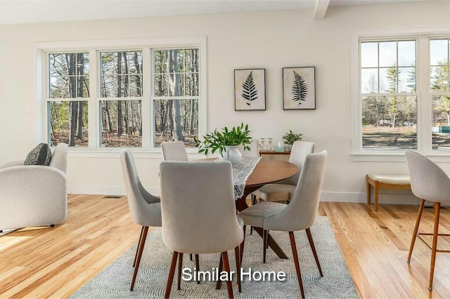 dining room with baseboards and wood finished floors