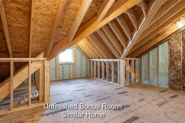 view of unfinished attic