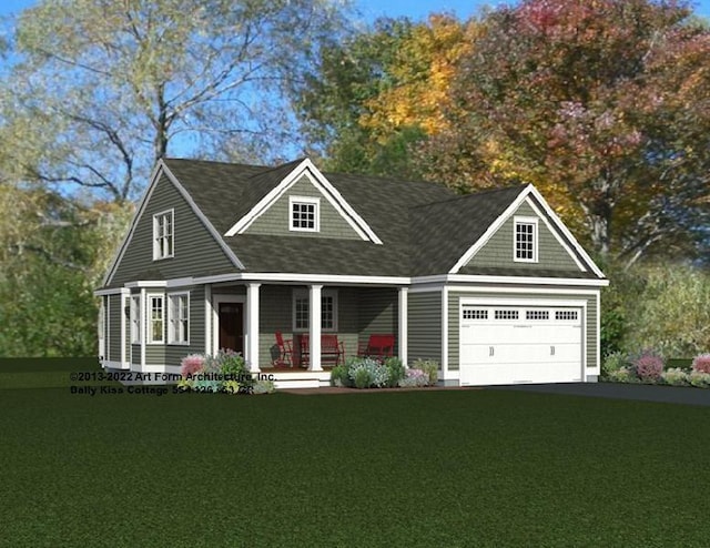 LOT38 Baker Rd, Wells, ME 04090 - view of front of home with covered porch, driveway, a front lawn, and a garage