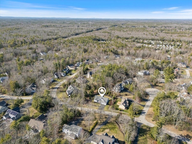 aerial view with a forest view and a residential view