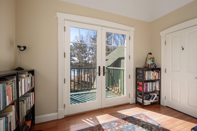 8 Spruce Point Rd, Kittery, ME 03904 - entryway featuring baseboards, french doors, and hardwood / wood-style floors