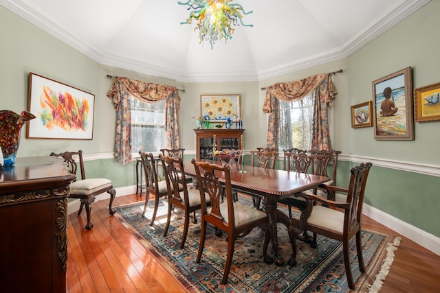 8 Spruce Point Rd, Kittery, ME 03904 - dining space with baseboards, lofted ceiling, a wealth of natural light, and hardwood / wood-style flooring