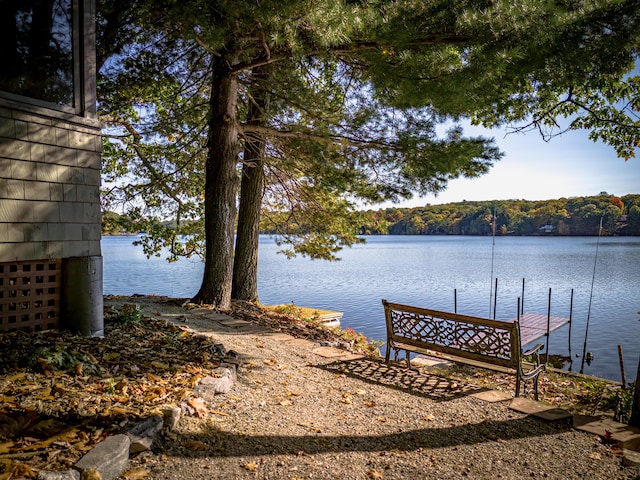 dock area featuring a water view