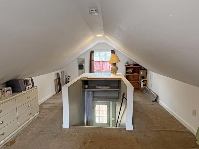25 Garland Rd, Casco, ME 04015 - additional living space featuring lofted ceiling, baseboards, and carpet floors