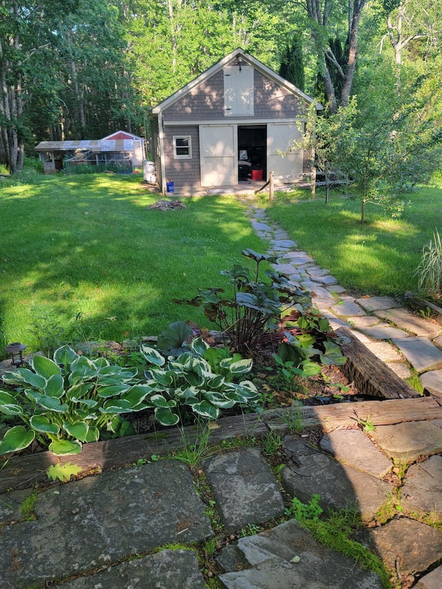 3454 Friendship Rd, Waldoboro, ME 04572 - view of green lawn featuring an outdoor structure