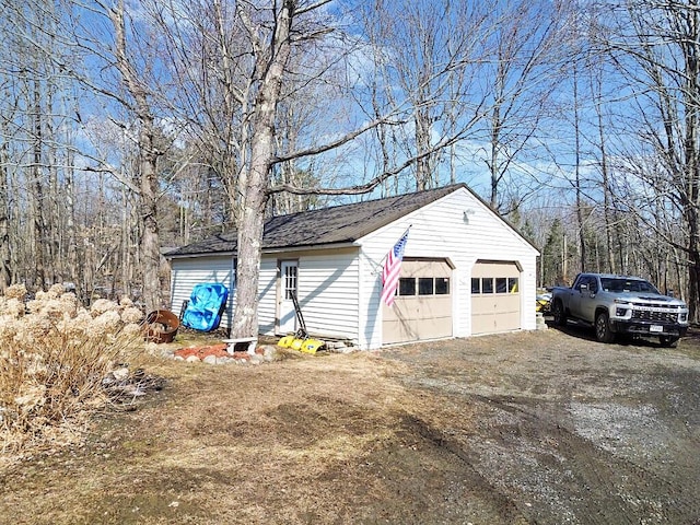 view of detached garage