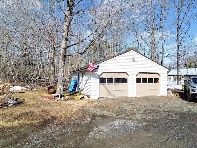 view of detached garage