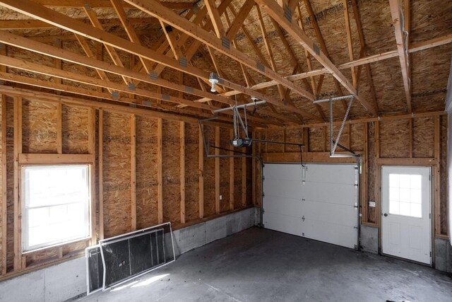 garage with a garage door opener