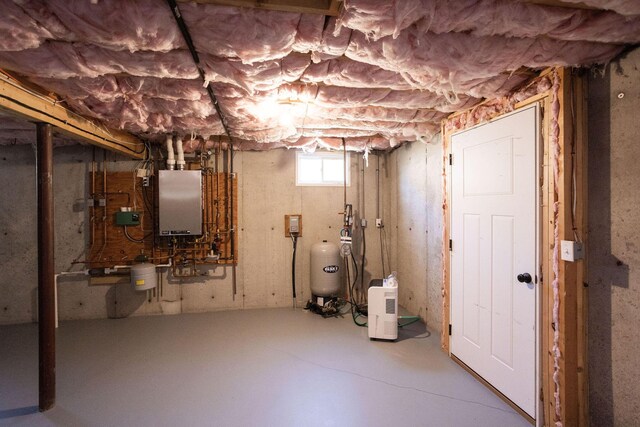 below grade area with water heater