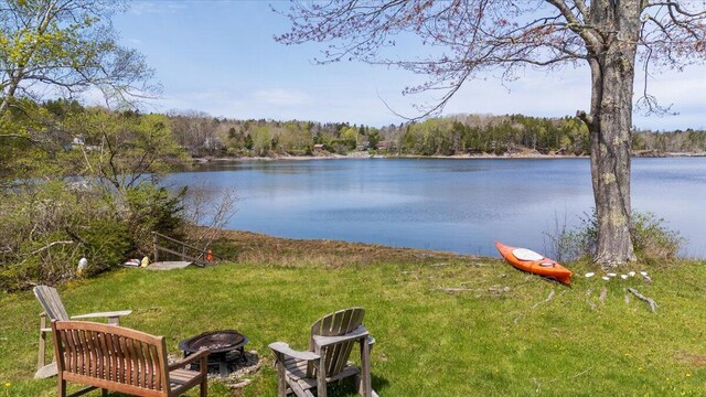 138 Hewes Point Rd, Islesboro, ME 04848 - water view featuring an outdoor fire pit