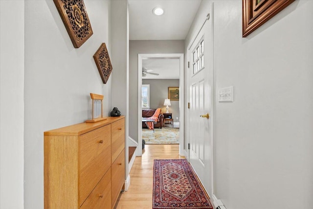 hallway featuring light wood-type flooring