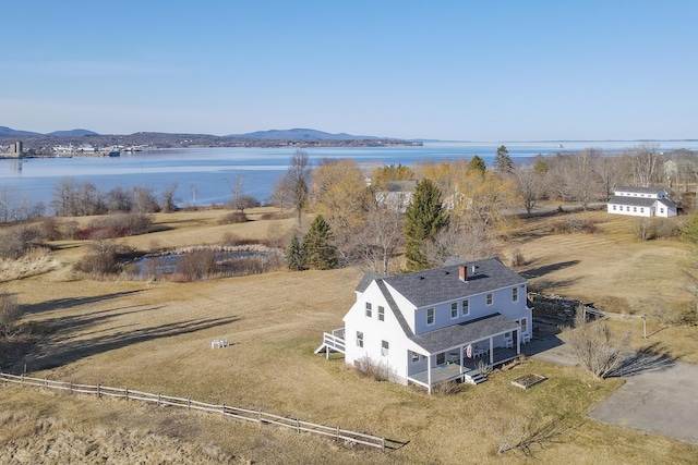 108 N Shore Dr, Owls Head, ME 04854 - bird's eye view with a water and mountain view