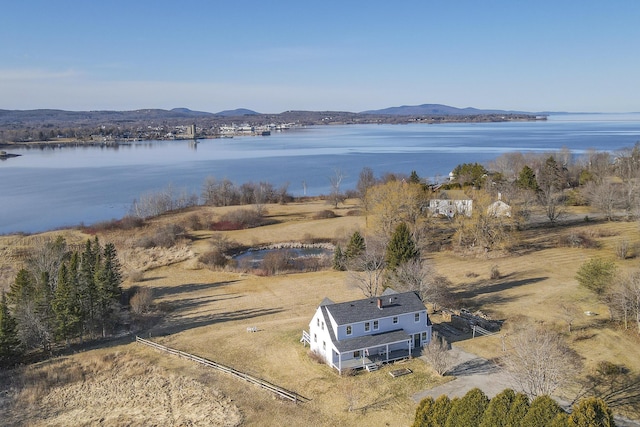 108 N Shore Dr, Owls Head, ME 04854 - birds eye view of property with a water and mountain view