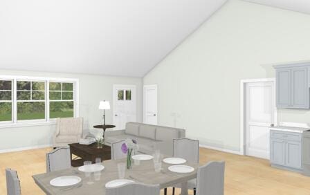 TBD Ridge Ter Lot 1, North Berwick, ME 03906 - dining area featuring high vaulted ceiling, light wood-type flooring, and baseboards