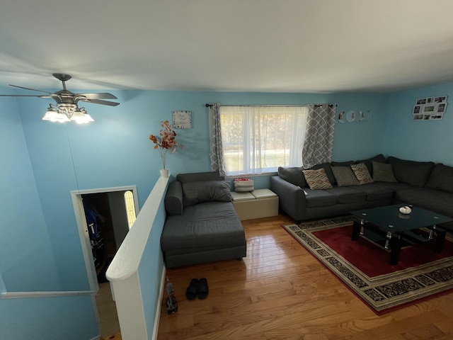 6 Alder Rd, Naples, ME 04055 - living room featuring wood finished floors and ceiling fan