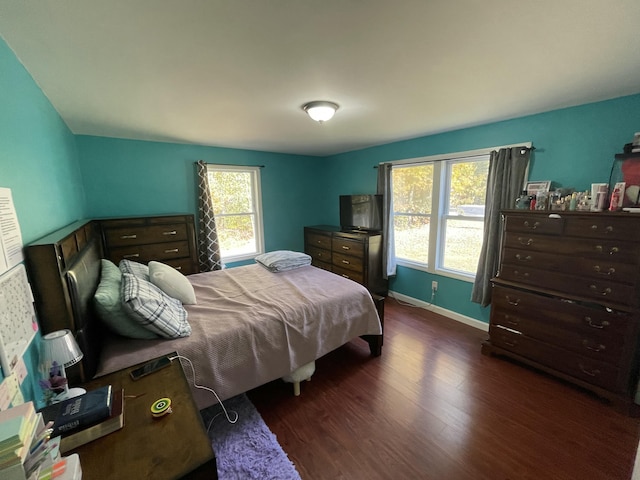 6 Alder Rd, Naples, ME 04055 - bedroom featuring multiple windows, dark wood-style flooring, and baseboards