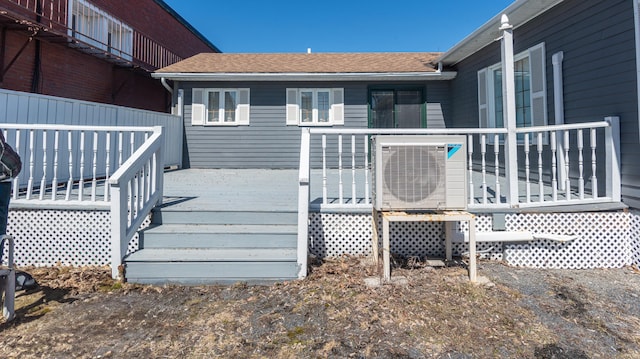 wooden terrace with ac unit