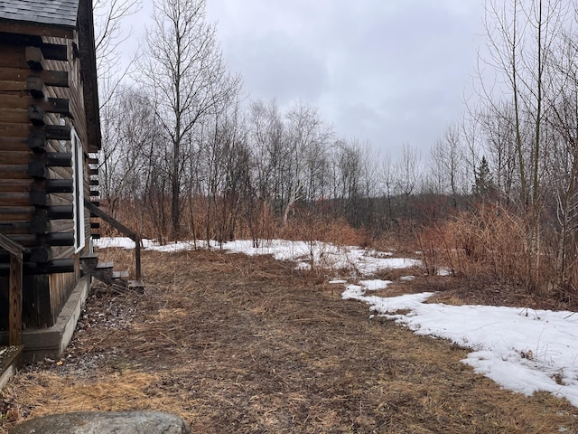view of yard layered in snow