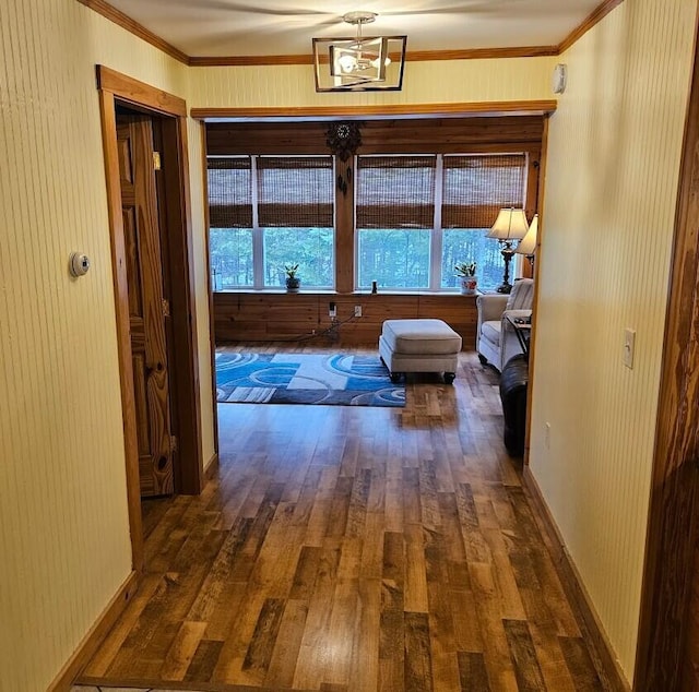 277 Grant Rd, Saint Albans, ME 04971 - corridor with ornamental molding and wood-type flooring