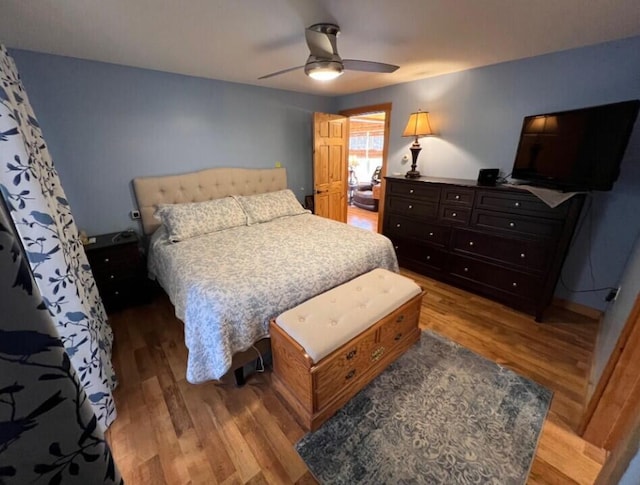 277 Grant Rd, Saint Albans, ME 04971 - bedroom with ceiling fan and wood finished floors