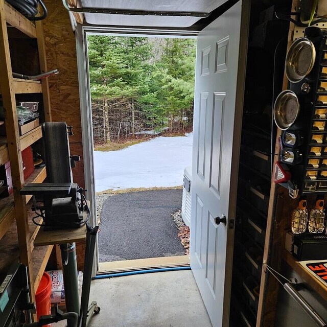 277 Grant Rd, Saint Albans, ME 04971 - doorway featuring unfinished concrete floors