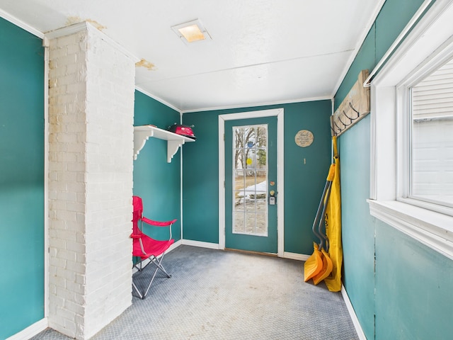 45 Crosby Ave, Caribou, ME 04736 - entryway featuring crown molding, baseboards, and carpet floors